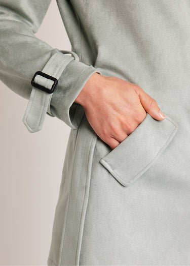 Manteau court tissu suédé Aqua