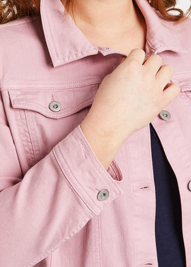 Veste en jean coupe droite stretch Rose