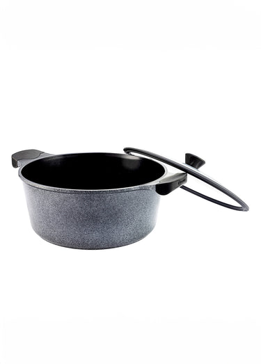 Faitout 28cm alu, revêtement effet pierre Noir