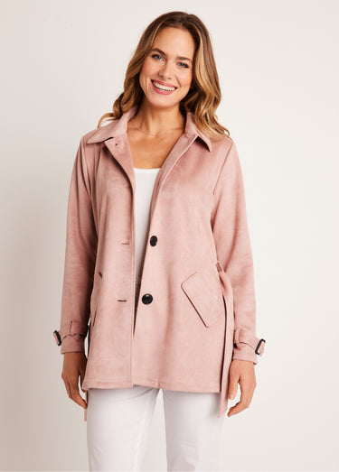 Manteau court tissu suédé Rose Nude