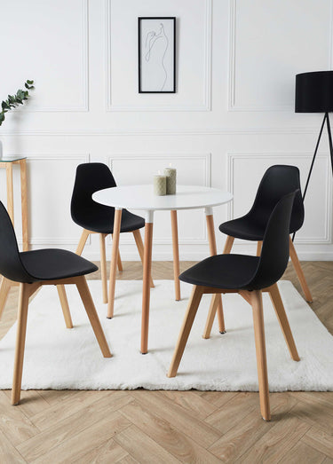Table à manger ronde bicolore en bois Blanc