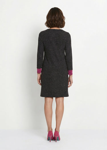 Robe courte droite maille chaude col rond Fond Noir