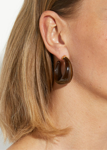 Boucles d'oreilles résine forme créoles Marron