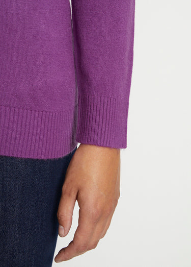 Gilet boutonné mi-long maille douce Violet
