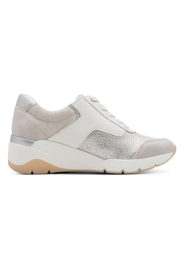 Sneakers métallisées semelle compensée Blanc/Gris