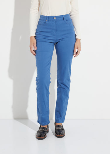 Pantalon droit 5 poches coton stretch Bleu