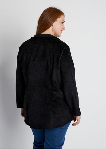 Veste surchemise velours milleraies col tailleur Noir