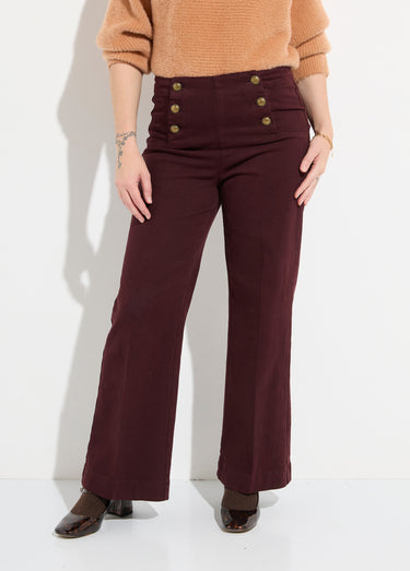 Jean avec boutons métal, spécial PETITE Bordeaux