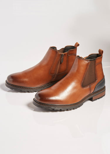 Boots Chelsea avec empiècement talon Marron