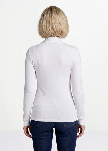 Sous-pull chaud col roulé maille interlock unie Blanc