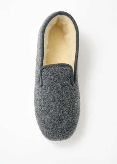 Chaussons mixtes largeur confort semelle feutre Uni Anthracite