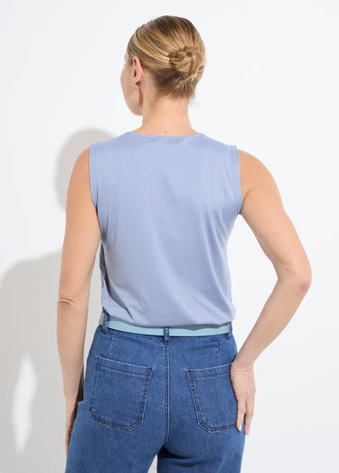Débardeur col danseuse larges bretelles Indigo
