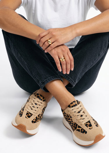 Baskets style joggers multi empiècements Leopard