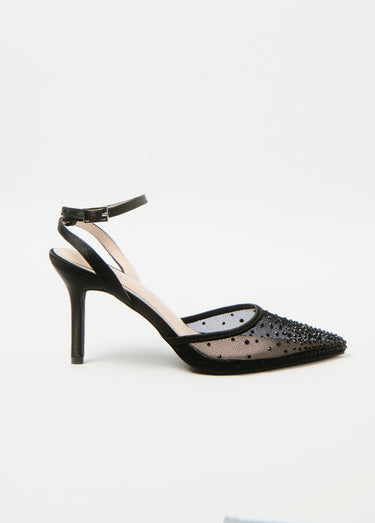 Escarpins chic résille strass Noir