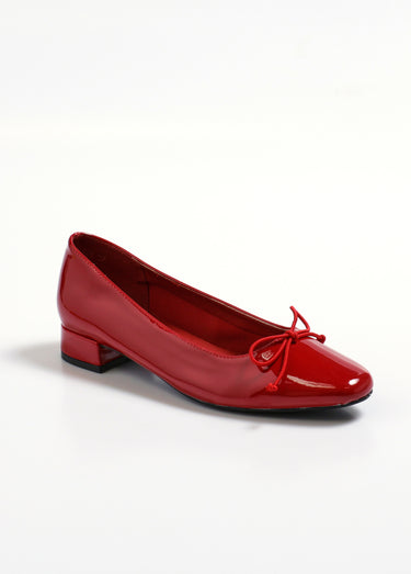 Ballerines vernies pointues petit talon Vernis Rouge