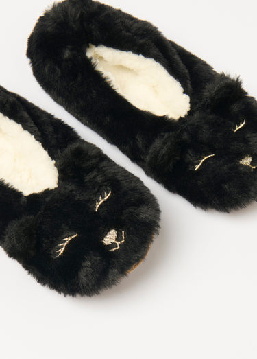 Chaussons chauds animal fausse fourrure Noir