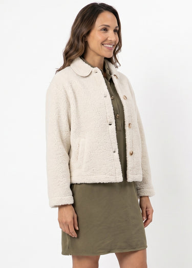Veste maille bouclette intérieur polaire Beige