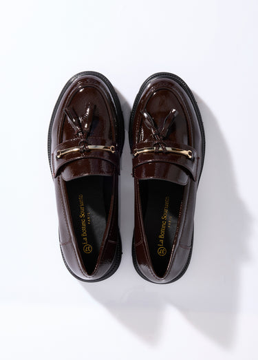 Mocassins vernis à gland, style chunky Vernis Bordeaux
