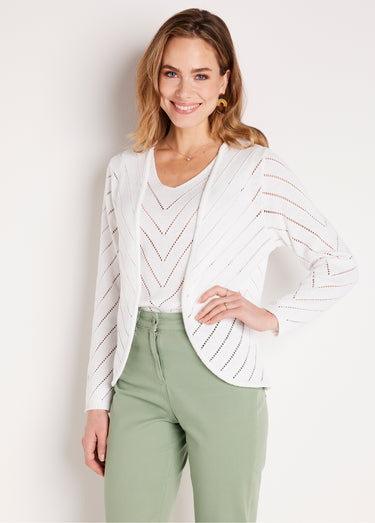 Gilet boléro fin ajouré coton Blanc