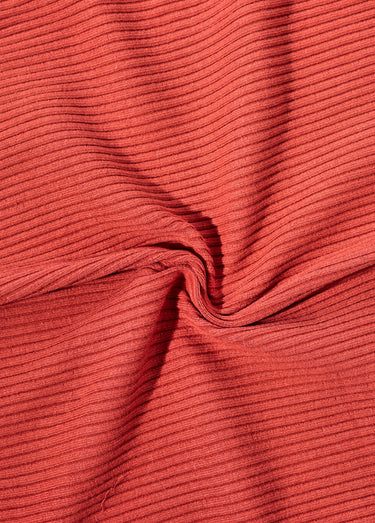 Coupon tissu habillement, maille cotelée Terracotta