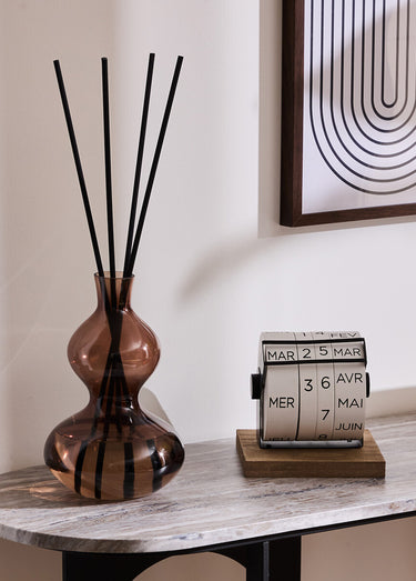 Diffuseur verre coloré + batonnets bois Ambre