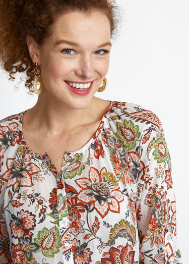 Tunique boutonnée imprimé cachemire Imp Orange