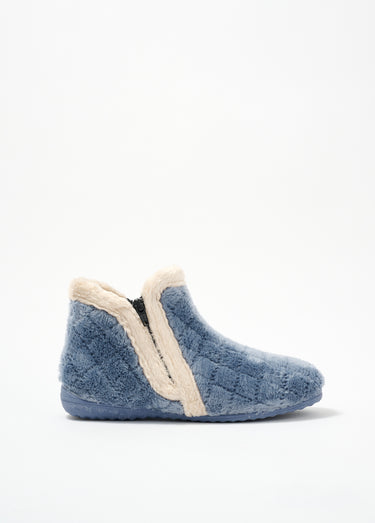 Chaussons bottines chauds largeur confort Bleu Ciel