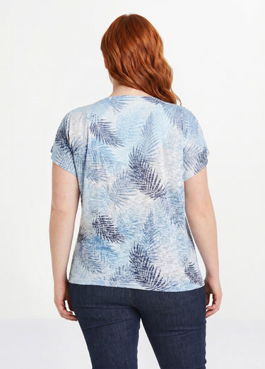 T-shirt imprimé court maille dévorée Bleu