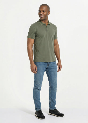 Polo homme manches courtes maille piquée Kaki