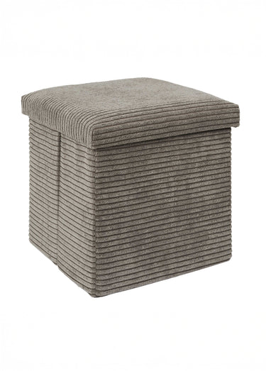 Pouf bouclette avec coffre de rangement 1B Taupe