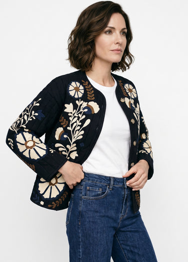Veste matelassée inspiration bohème Noir