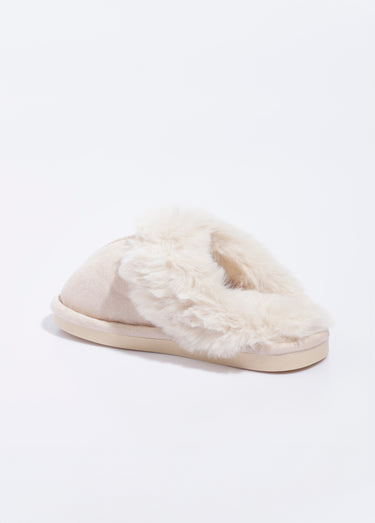 Chaussons mules avec fourrure synthétique Beige