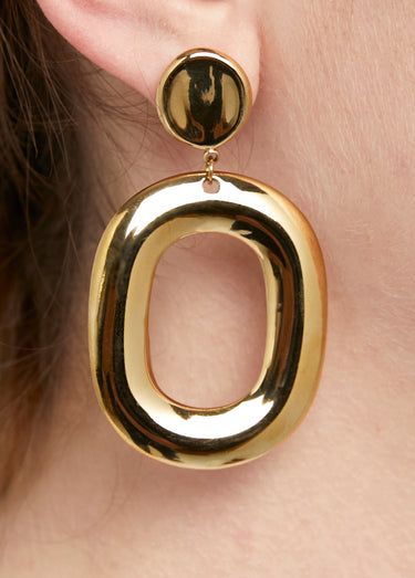 Boucles d'oreille pendant ovale évidé Dore