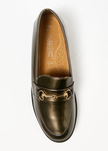 Mocassins vernis avec mors métal Gris