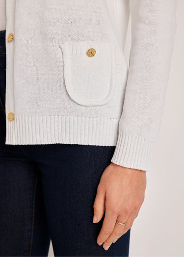 Gilet cardigan court boutonné Blanc