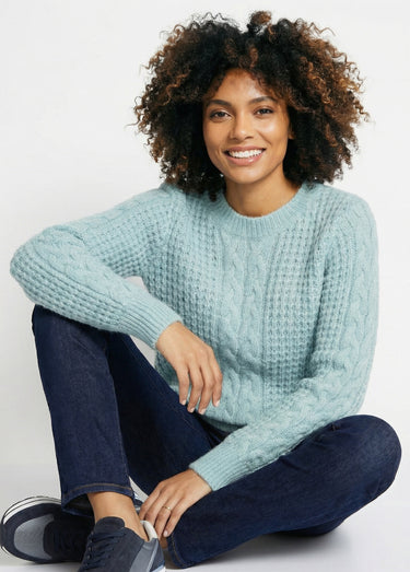 Pull chaud col rond maille moelleuse fantaisie Vert