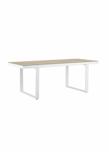 Table de jardin design alu, 6 personnes Blanc