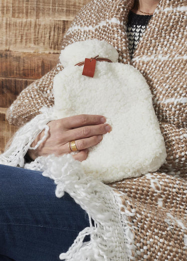 Bouillotte à eau avec housse sherpa Blanc