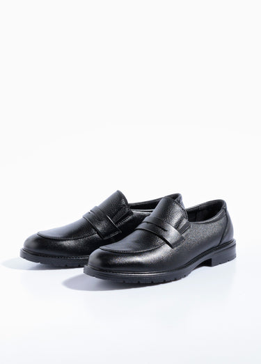 Mocassins simili cuir, patte ton sur ton Noir