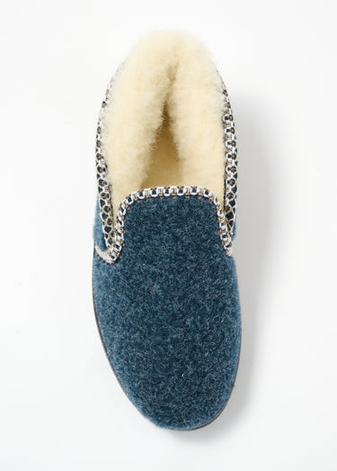 Chaussons montants chauds fourrés laine Marine