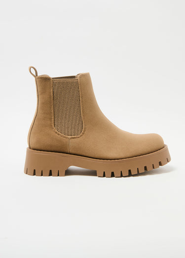 Boots Chelsea effet daim semelle crantée Beige