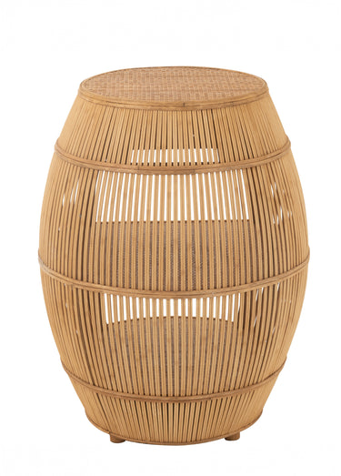 Table en rotin et bambou, forme barrique Naturel