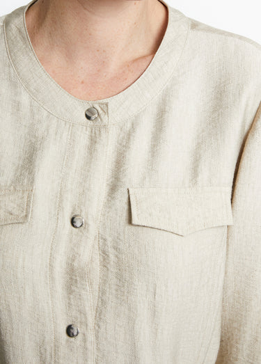 Veste saharienne sans col manches longues Sable