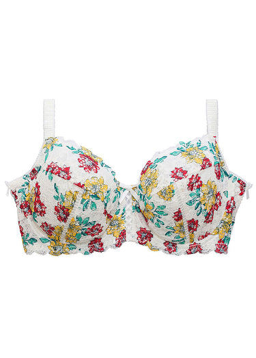 Soutien-gorge armatures, imprimé fantaisie Bleu / Rouge