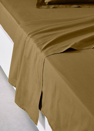 Drap plat coton uni Bronze
