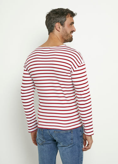 T-shirt marinière rayée manches longues Blanc/Rouge