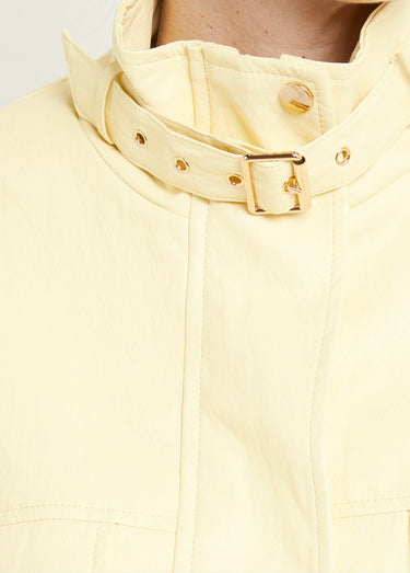 Blouson motard en simili cuir pastel Jaune Clair