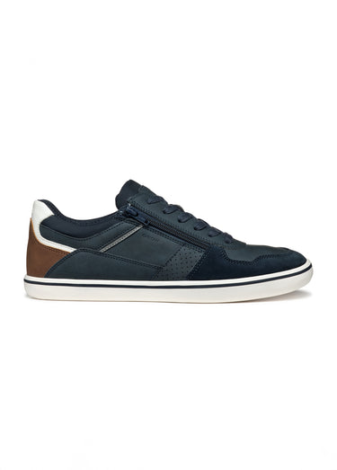 Baskets multimatières lacets et zip Marine