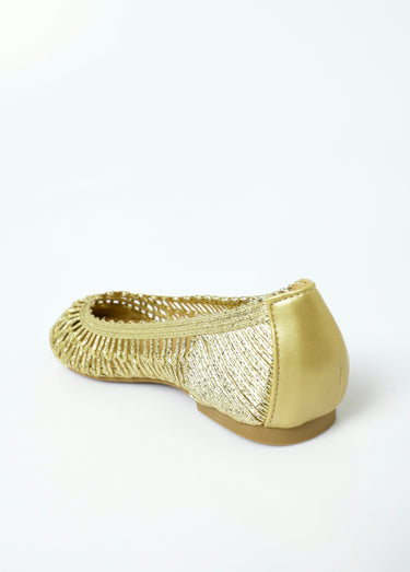 Ballerines plates ajourées aspect naturel Dore
