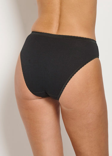 Culotte échancrée dentelle coton - lot de 3 Noir Lot 3